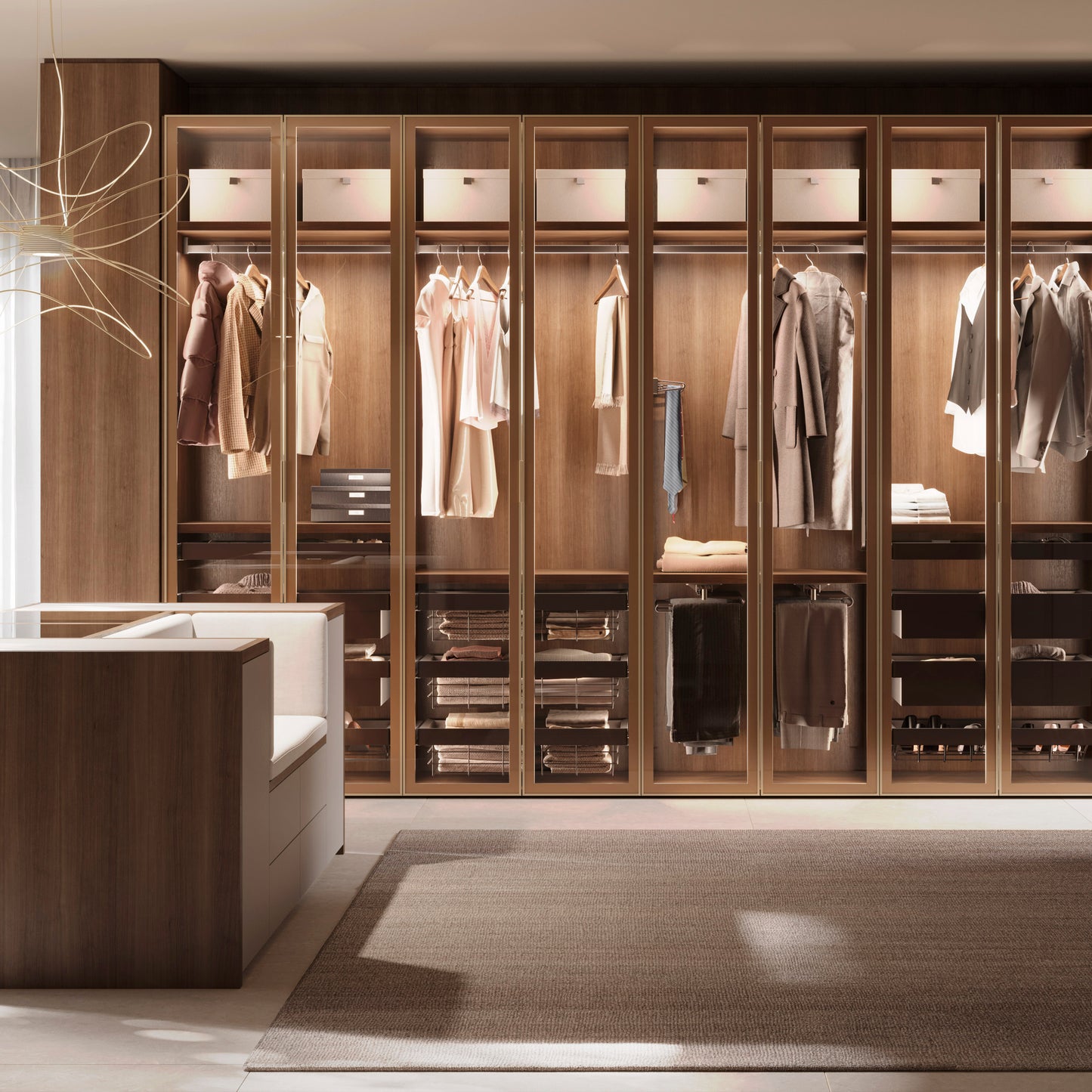 Kit barra per armadio Luxe, striscia LED 4,5x8 Neonlynx V, sensore di movimento RF Smart e convertitore Smart (24V DC)