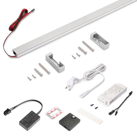 Kit barra per armadio Luxe, striscia LED 4,5x8 Neonlynx V, sensore di movimento RF Smart e convertitore Smart (24V DC)