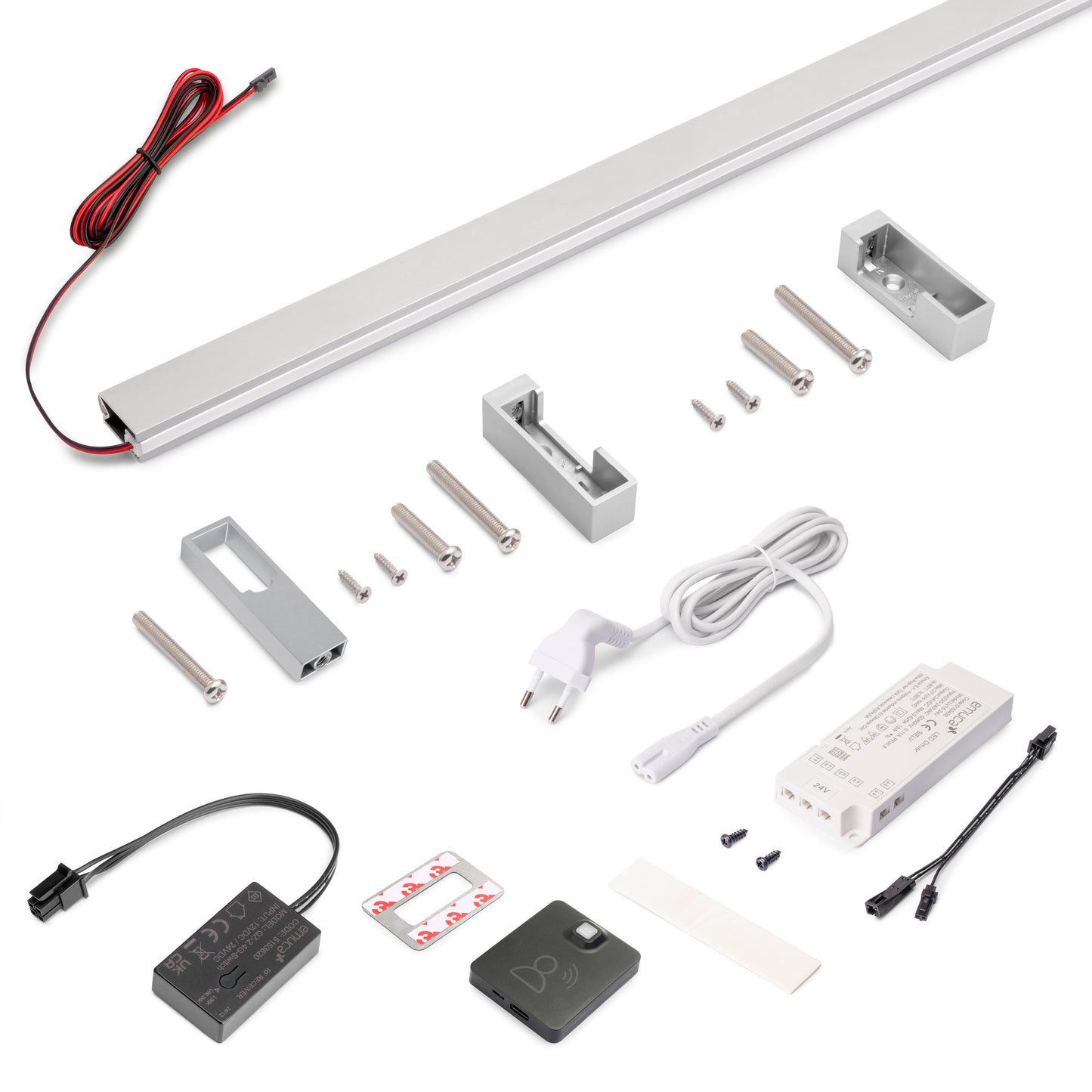 Kit barra per armadio Luxe, striscia LED 4,5x8 Neonlynx V, sensore di movimento RF Smart e convertitore Smart (24V DC)