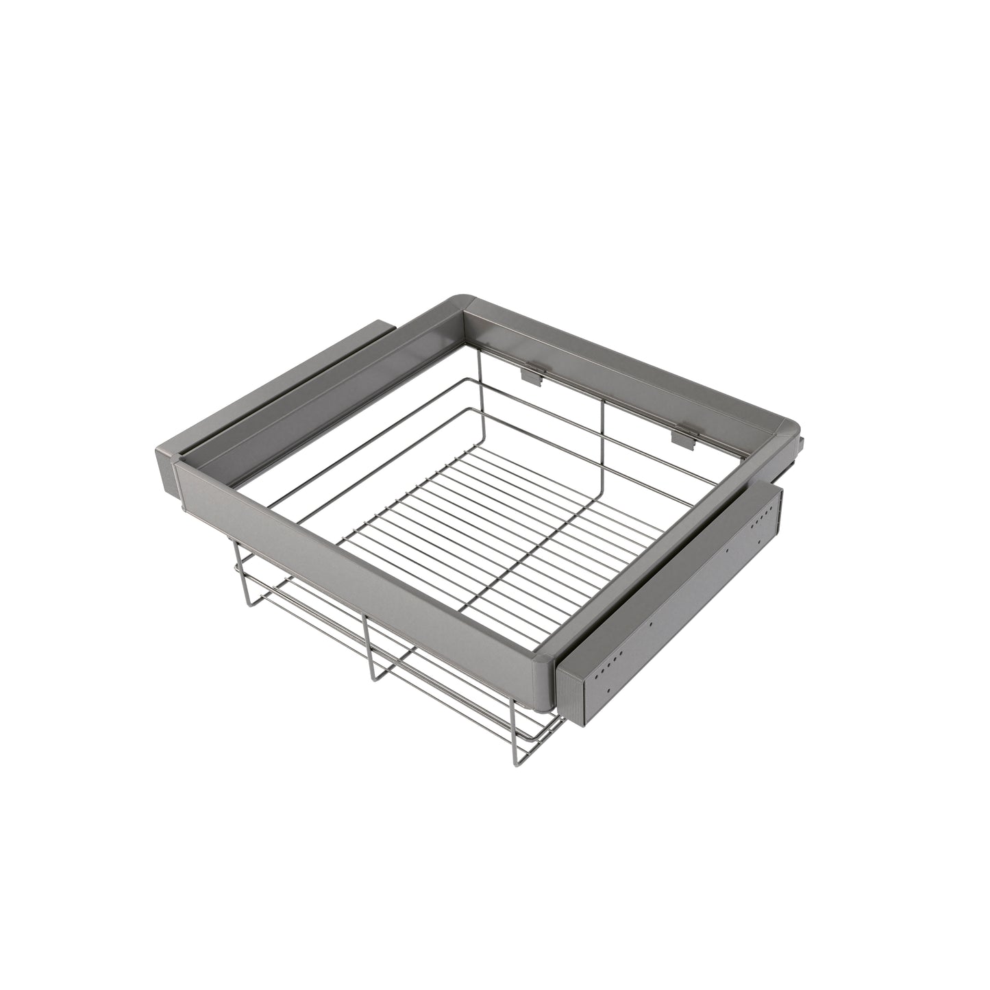 Kit cassetto in filo metallico e telaio regolabile Quartz per armadi, chiusura ammortizzata e estrazione totale