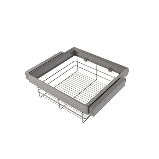 Kit cassetto in filo metallico e telaio regolabile Quartz per armadi, chiusura ammortizzata e estrazione totale
