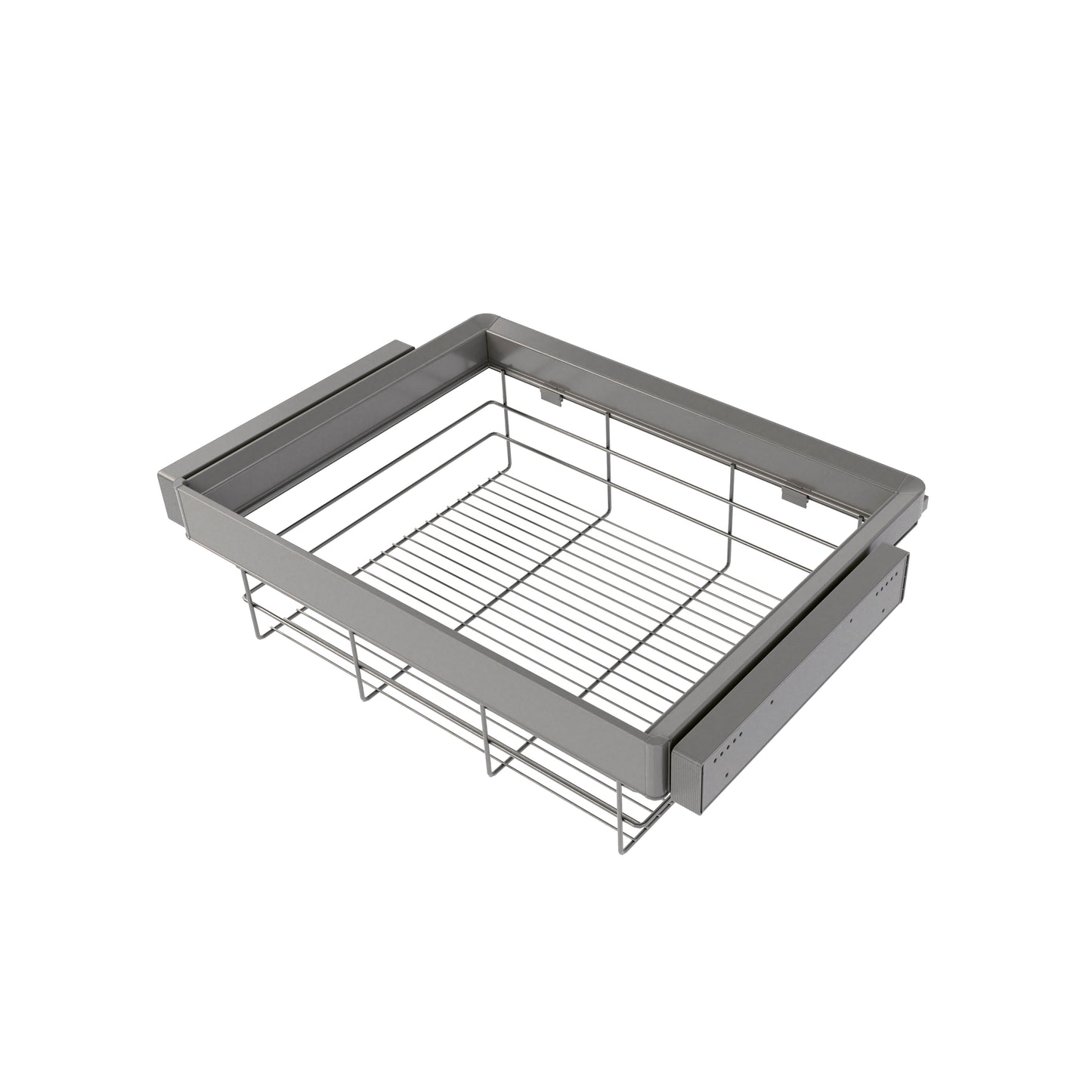 Kit cassetto in filo metallico e telaio regolabile Quartz per armadi, chiusura ammortizzata e estrazione totale