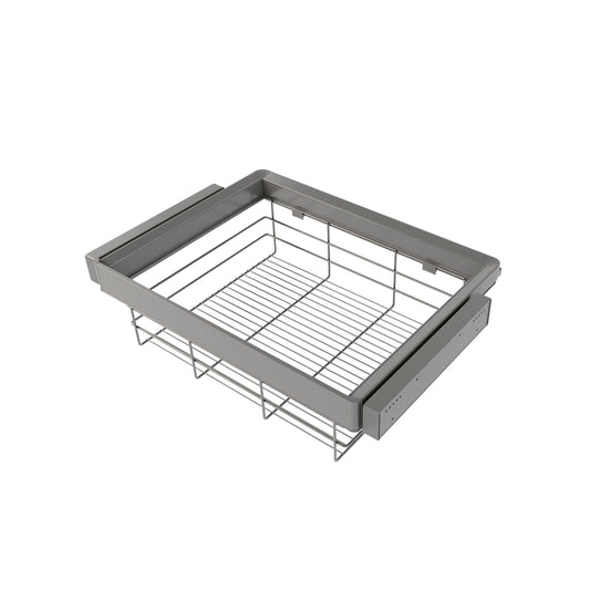 Kit cassetto in filo metallico e telaio regolabile Quartz per armadi, chiusura ammortizzata e estrazione totale