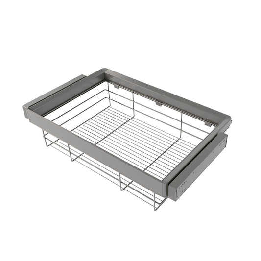 Kit cassetto in filo metallico e telaio regolabile Quartz per armadi, chiusura ammortizzata e estrazione totale