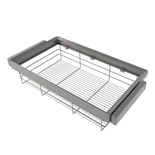 Kit cassetto in filo metallico e telaio regolabile Quartz per armadi, chiusura ammortizzata e estrazione totale