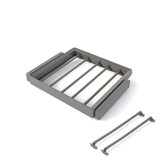 Kit portapantaloni a 7 aste e telaio regolabile Quartz per armadi, chiusura ammortizzata e estrazione totale