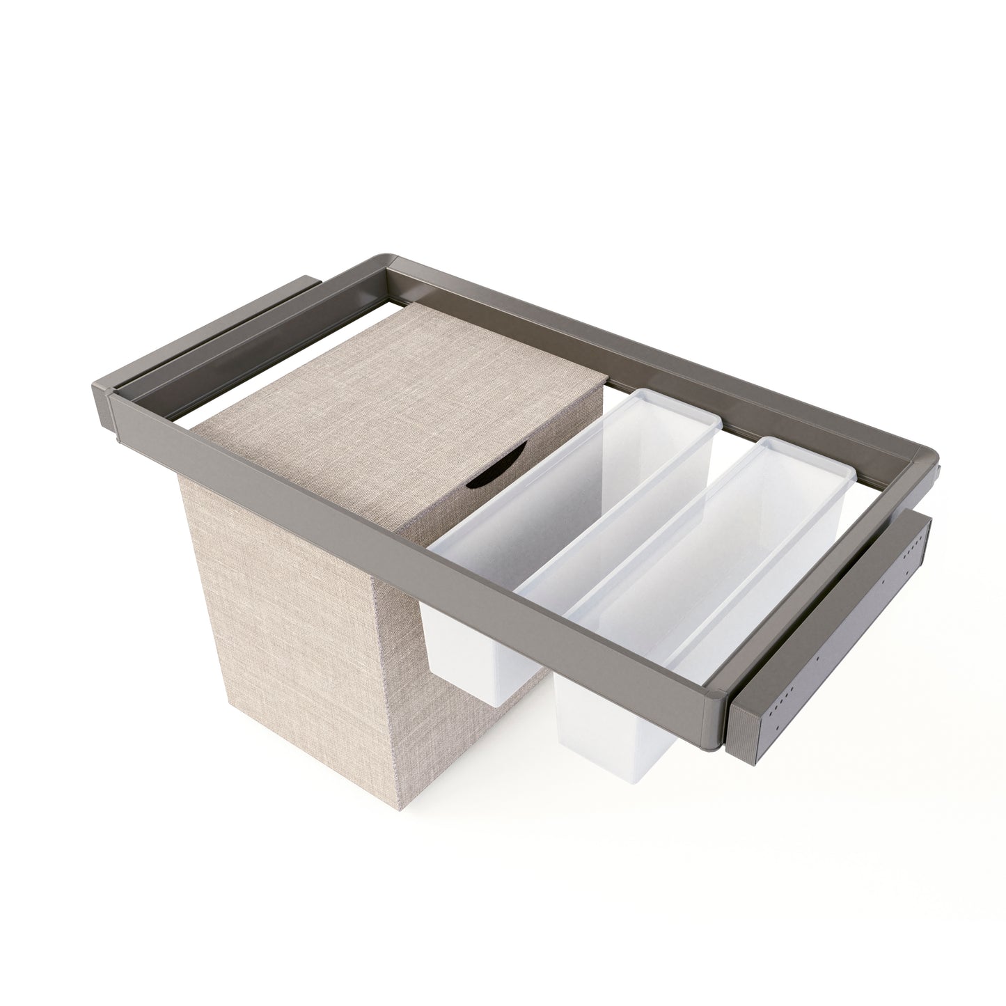 Kit di ripiano ausiliario, cestello e telaio regolabile Quartz per armadi, chiusura ammortizzata e estrazione totale