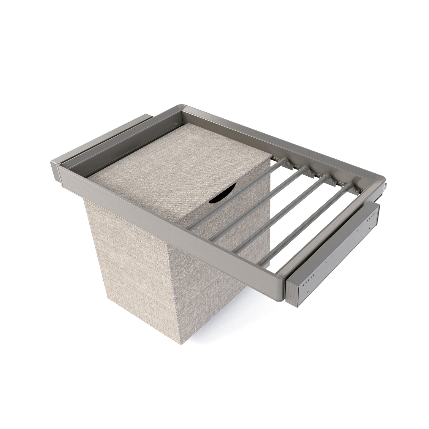 Kit portapantaloni a 7 aste, cestello e telaio regolabile Quartz per armadi, chiusura ammortizzata e estrazione totale