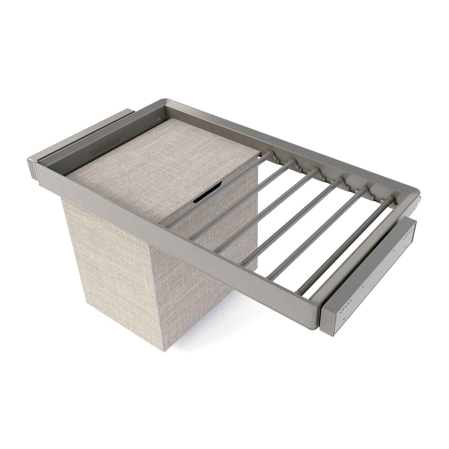 Kit portapantaloni a 7 aste, cestello e telaio regolabile Quartz per armadi, chiusura ammortizzata e estrazione totale