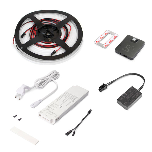 Kit striscia LED Neonlynx V 4x10 per armadio, con sensore di movimento RF Smart e convertitore Smart (24V DC)