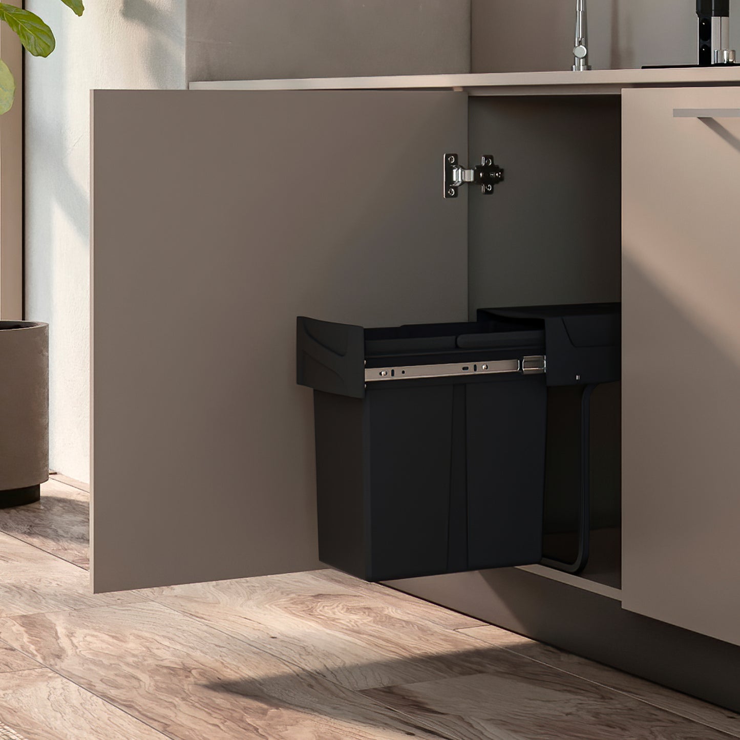Pattumiera per raccolta differenziata da 20 L Recycle per cucina, fissaggio inferiore, estrazione manuale