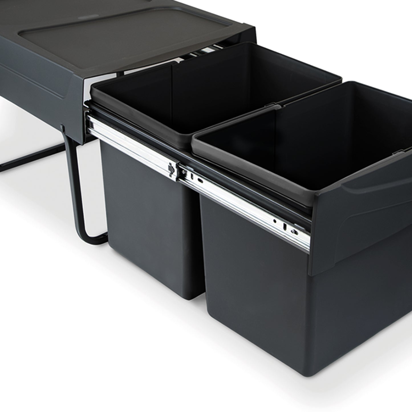 Pattumiere per raccolta differenziata per cucina, 2 x 15 L, fissaggio inferiore ed estrazione manuale