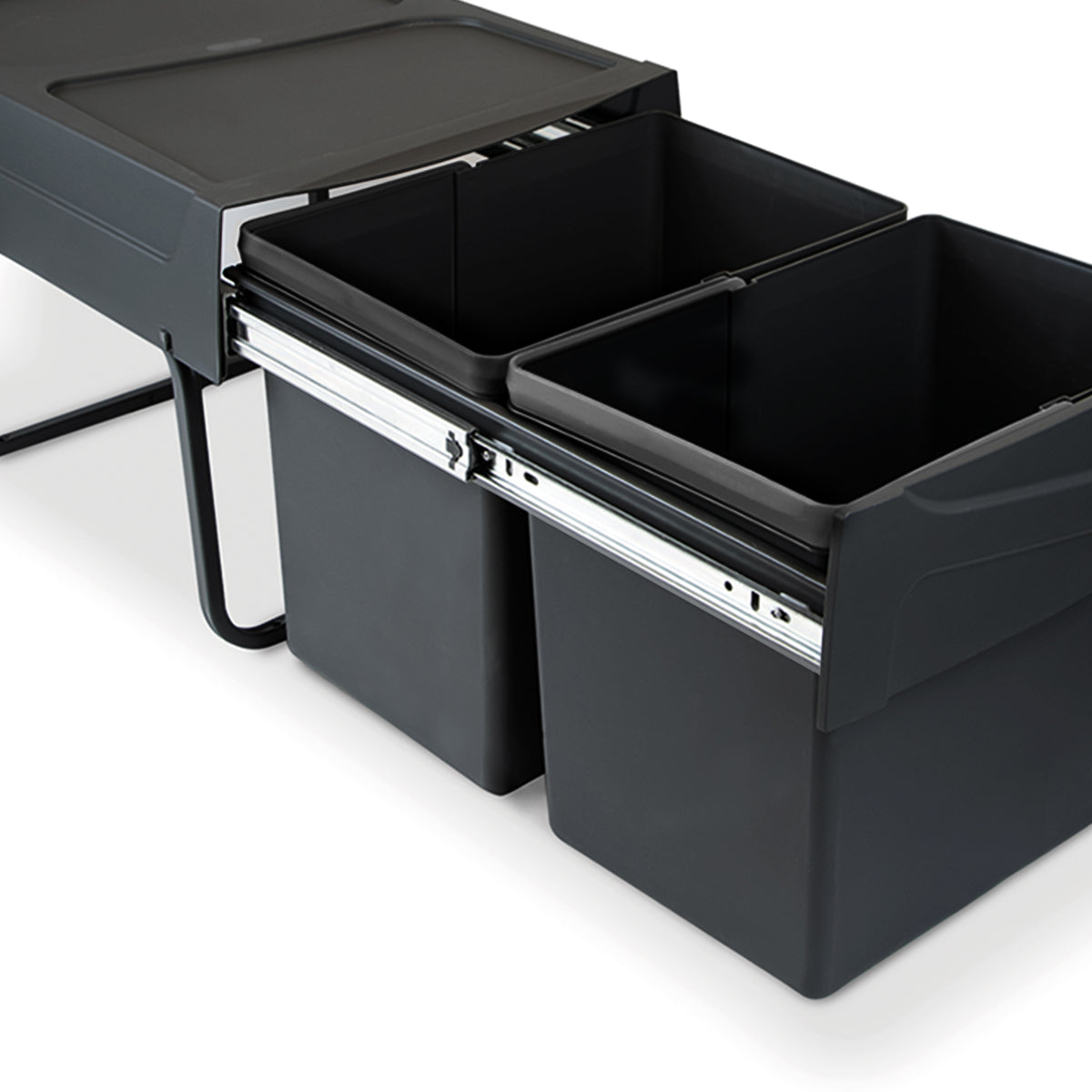 Pattumiere per raccolta differenziata per cucina, 2 x 15 L, fissaggio inferiore ed estrazione manuale