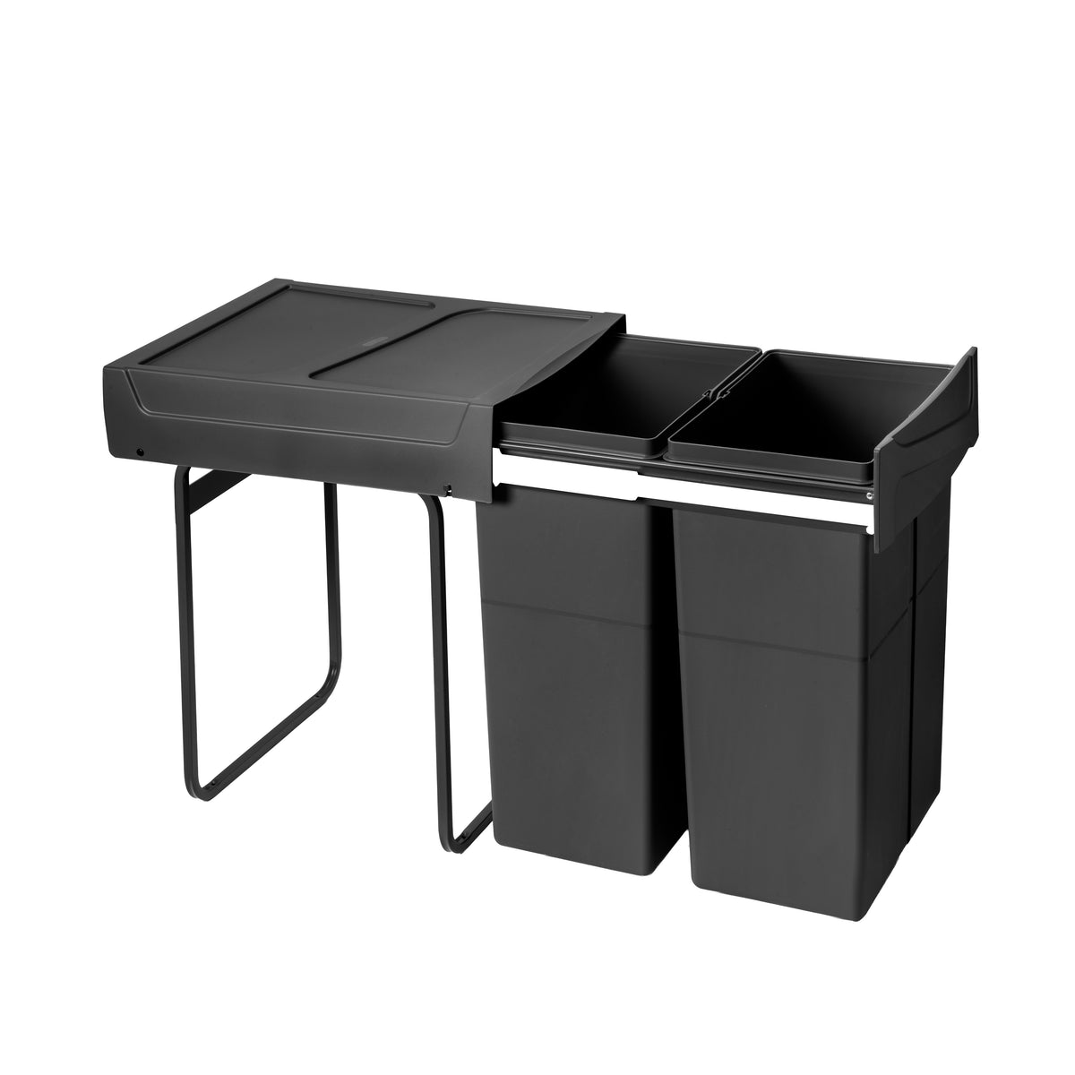 Pattumiere per raccolta differenziata Recycle per cucina, 2 x 25 L, fissaggio inferiore, estrazione manuale
