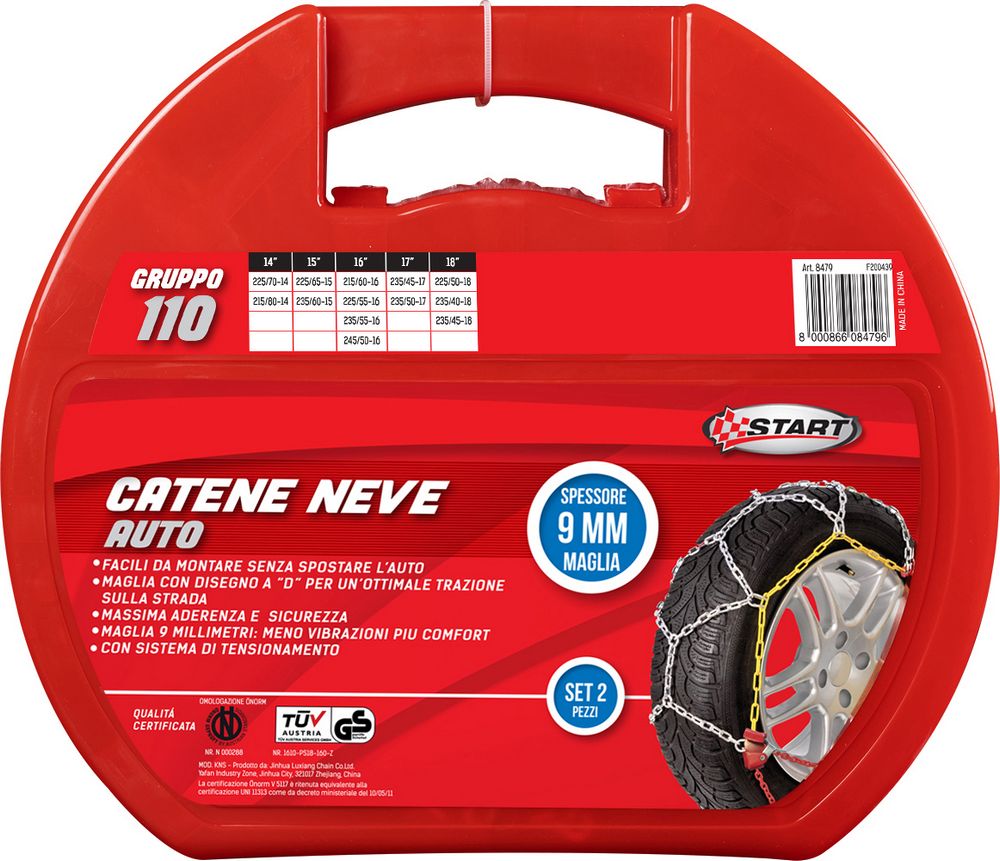 Set due pezzi catene da neve spessore 9mm gruppo 110