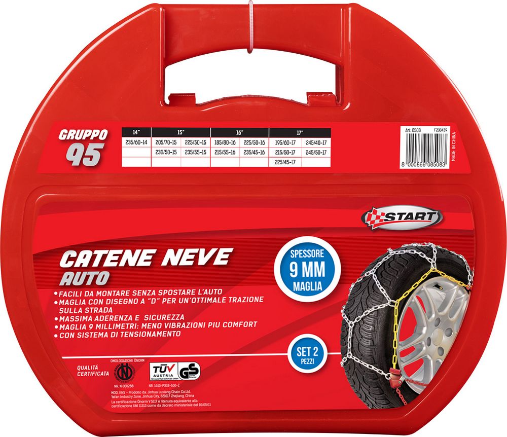 Set due pezzi catene da neve spessore 9mm gruppo 95