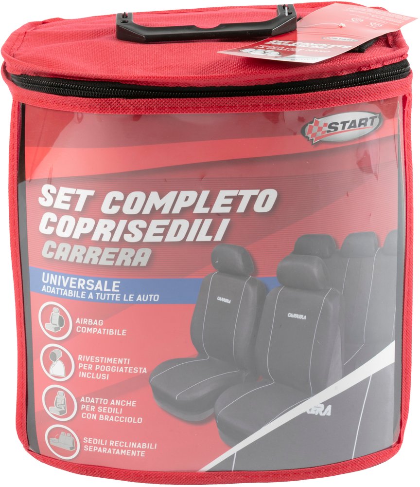 START Set Completo Coprisedili Carrera Universale nero-grigio Originale
