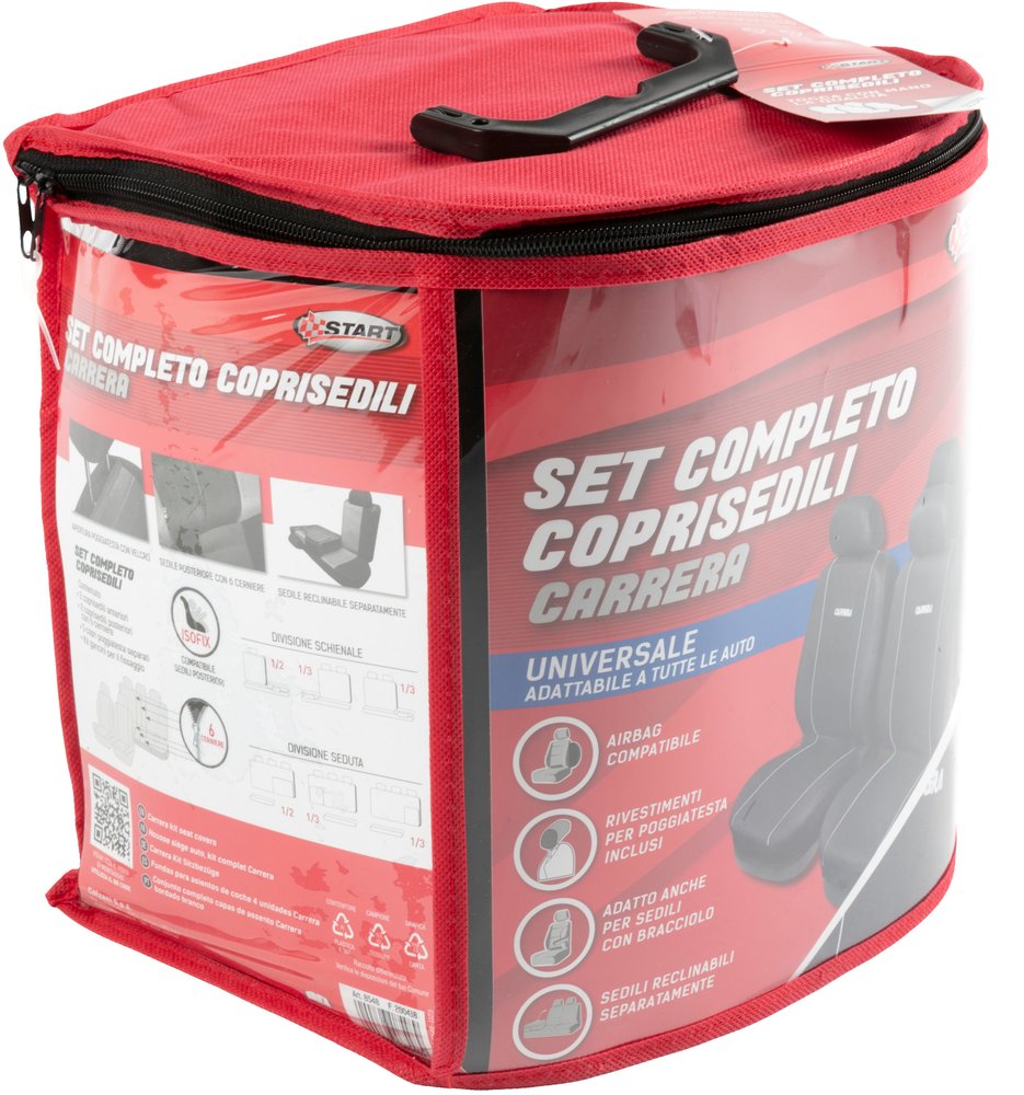 START Set Completo Coprisedili Carrera Universale nero-grigio Originale
