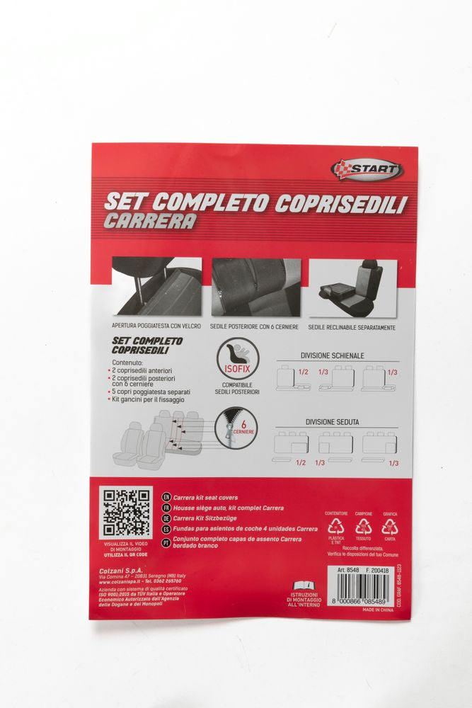 START Set Completo Coprisedili Carrera Universale nero-grigio Originale