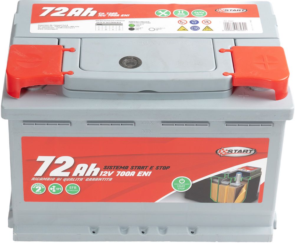 START Batteria Stop 72AH 12V 700A EN1 sigillata polo positivo destro Originale