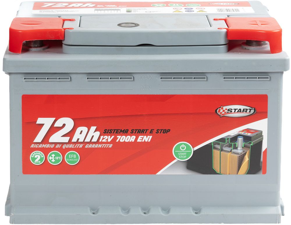 START Batteria Stop 72AH 12V 700A EN1 sigillata polo positivo destro Originale