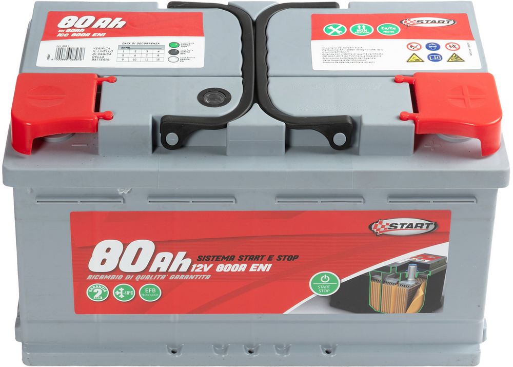 START Batteria Stop& 80AH 12V 720A (EN1) sigillata, polo positivo destro