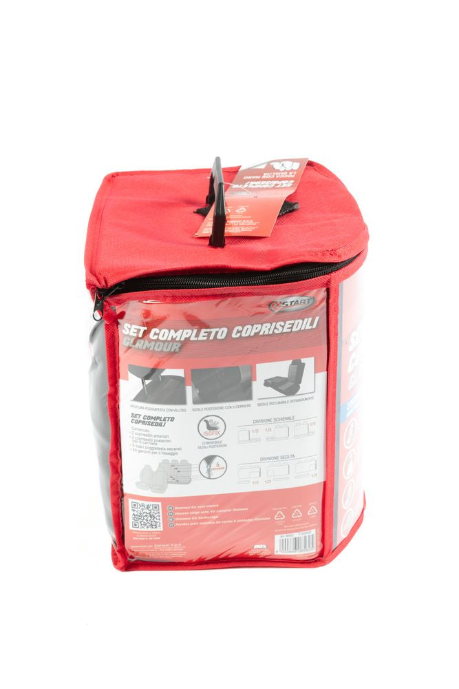 START Set Completo Coprisedili Glamour Universale nero- rosso Originale