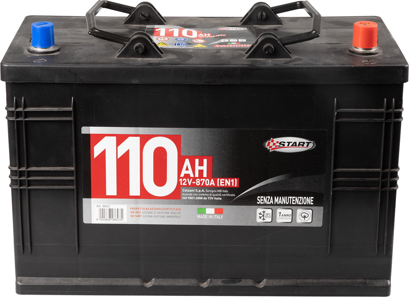 Batteria per autocarro e trattori 110Ah 12V 750A polo positivo destro