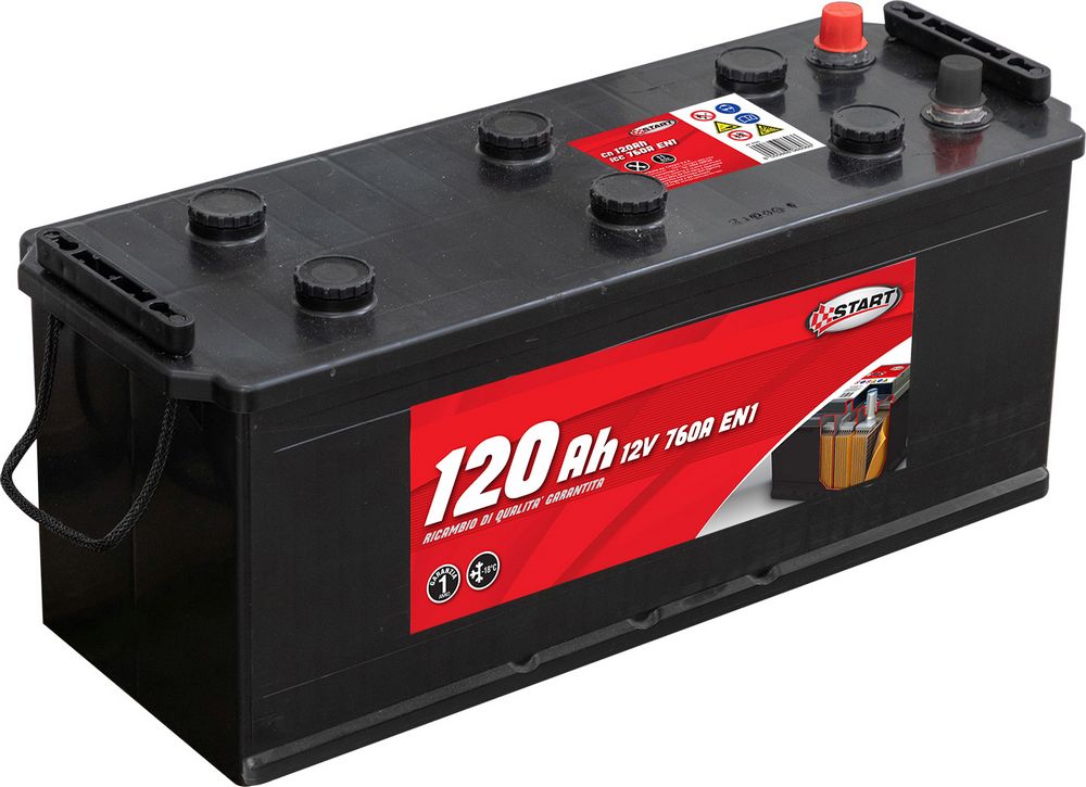 START Batteria autocarro e trattori 120Ah 12V 760A polo positivo destro piedini