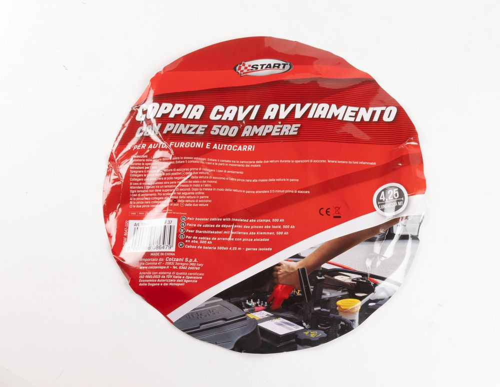 Cavi Batteria 500AH 4,25MT con Pinze Isolate  Avviamento Sicuro e Veloce