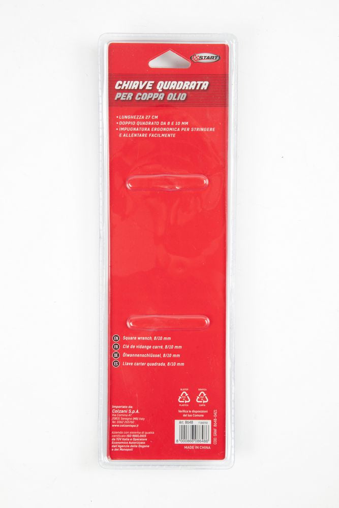 Chiave tappo olio motori auto quadrata 8/10 mm officina