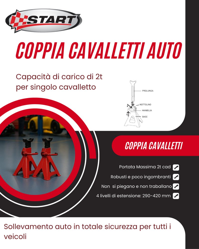 START Coppia di Cavalletti da Officina 2 Tonnellate per Manutenzione Auto ?