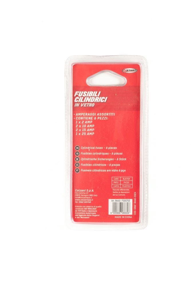 START Fusibili cilindrici auto 6 pezzi Accessorio Originale Uso Quotidiano