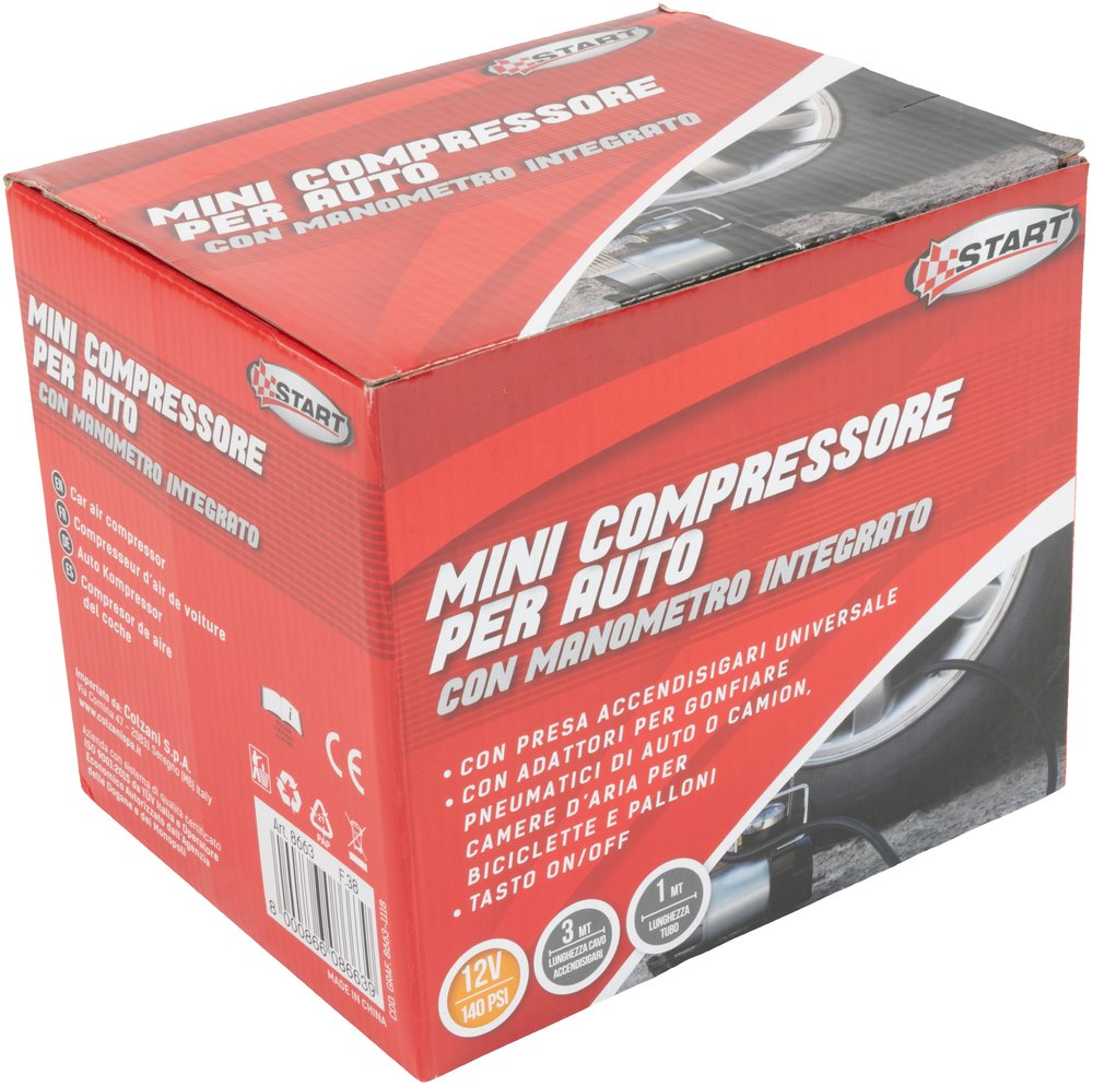START Mini compressore 12V 150 PSI per auto con manometro integrato Originale