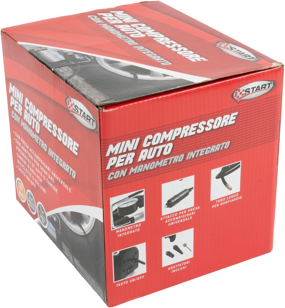 START Mini compressore 12V 150 PSI per auto con manometro integrato Originale
