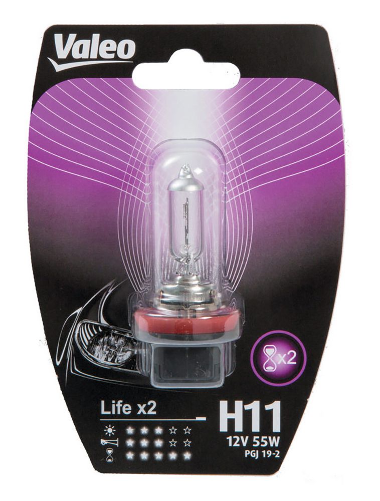 VALEO H11 lampada singola auto 12V 55W life x2 attacco PGJ 19-2