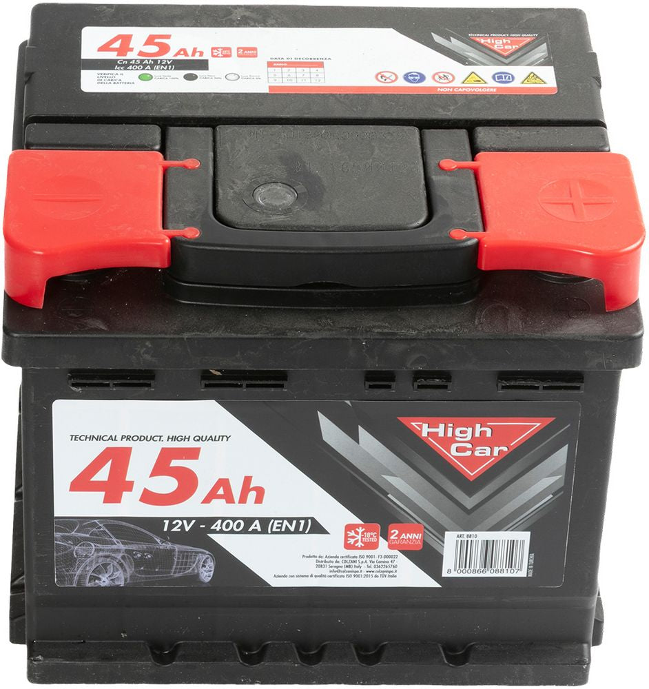 HIGH CAR Batteria Auto da 45AH 400A 12V polo positivo destro cassetta L1