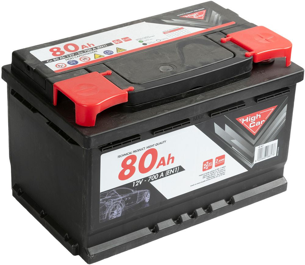 HIGH CAR Batteria Auto da 80AH 640A 12V polo positivo destro cassetta L3