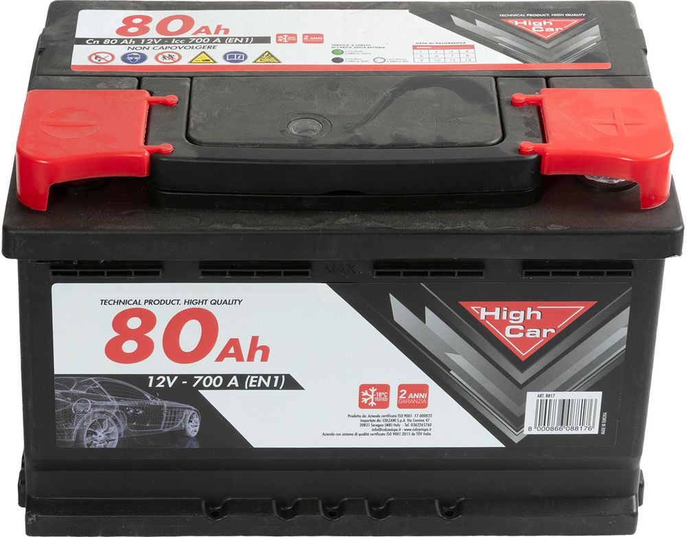 HIGH CAR Batteria Auto da 80AH 640A 12V polo positivo destro cassetta L3