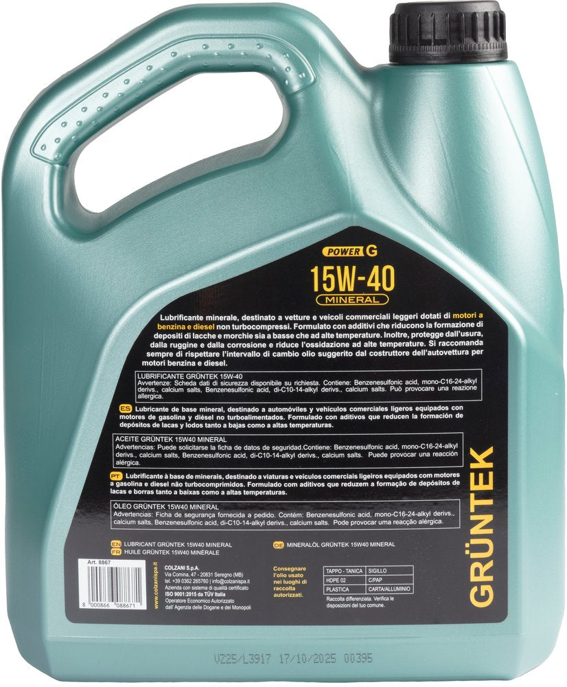 Nuovo lubrificante Power G 15W40 Gruntek capacità di 4L per autovetture e veicoli con benzina e Diesel
