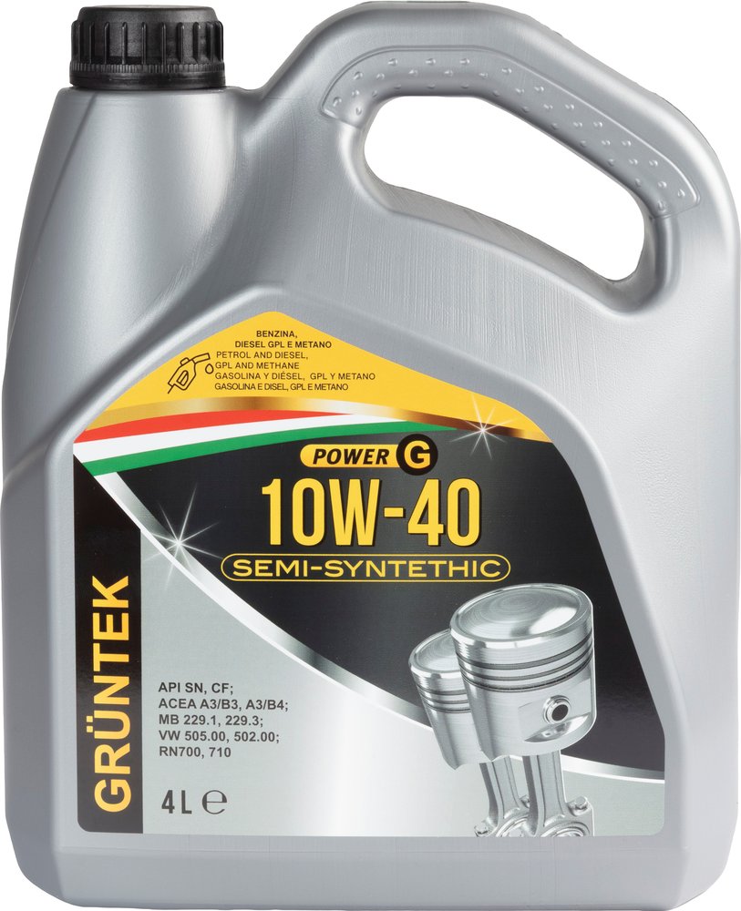 GRUNTEK Nuovo lubrificante POWER G 10W-40 semisintetico per veicoli a benzina