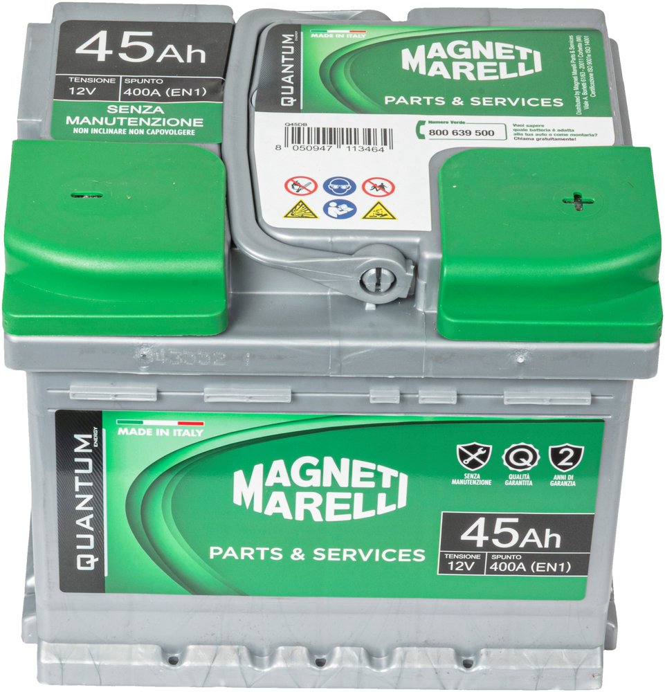 QUANTUM ENERGY Magneti Marelli Batteria per auto 45AH 12V 360A EN1 per cassetta