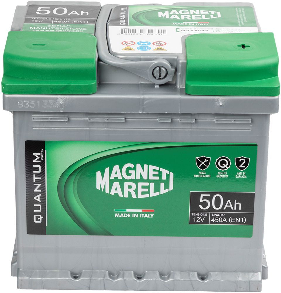 QUANTUM ENERGY Magneti Marelli Batteria per auto 50AH 12V 450A EN1 per cassetta