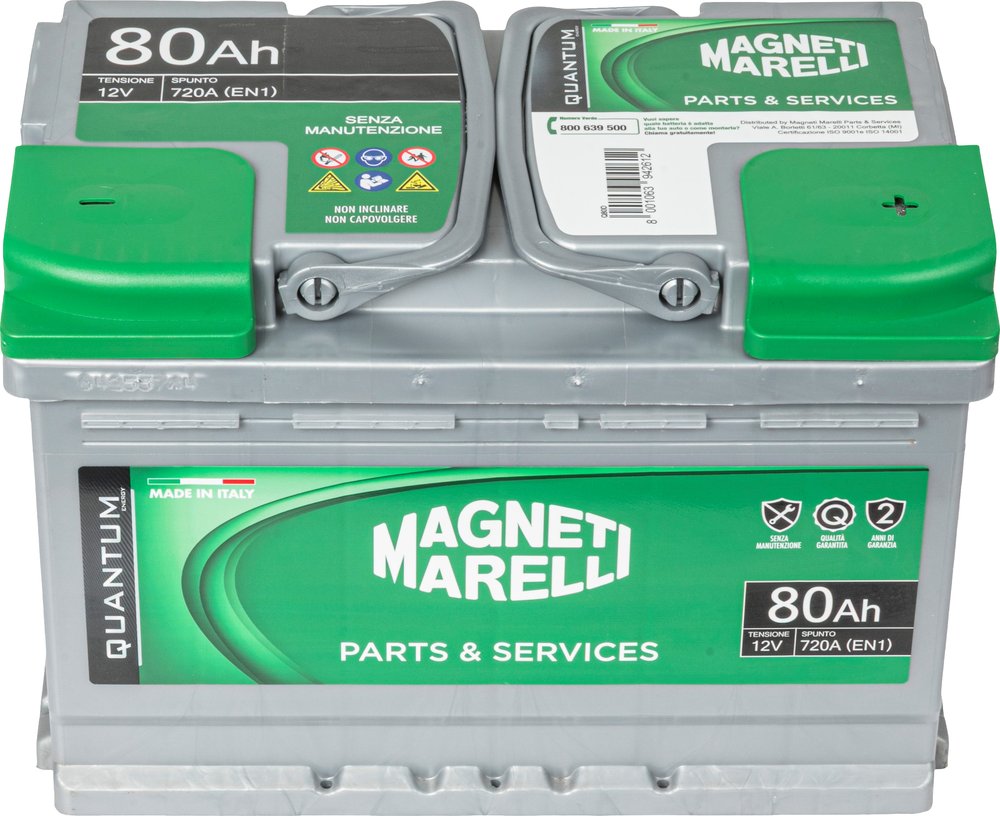 QUANTUM ENERGY Magneti Marelli Batteria per auto 80AH 12V 720A EN1 per cassetta