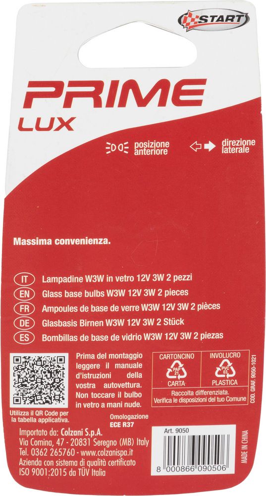 W3W Coppia di Lampadine in vetro per luci auto 12V 3W W2,1x9,5d