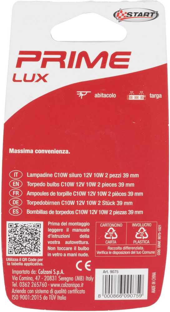 C10W coppia di lampadine per luci auto siluro 12V 10W attacco SV8,5