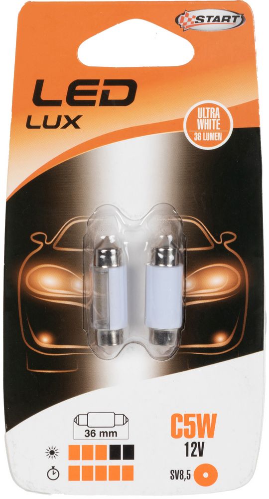 START C10W Coppia di Lampadine 8 Led Siluro per luci auto 12V 10W SV8,5