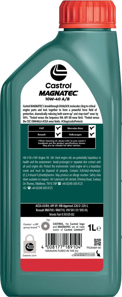 Castrol Magnatec 10W-40 ACEA A3/B4 API SL 1L Semisintetico Olio Motore Auto