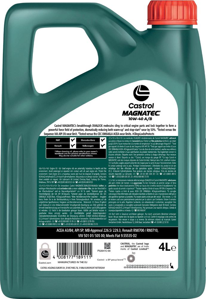 Castrol Magnatec 10W-40 ACEA A3/B4 API SL 4L Semisintetico Olio Motore