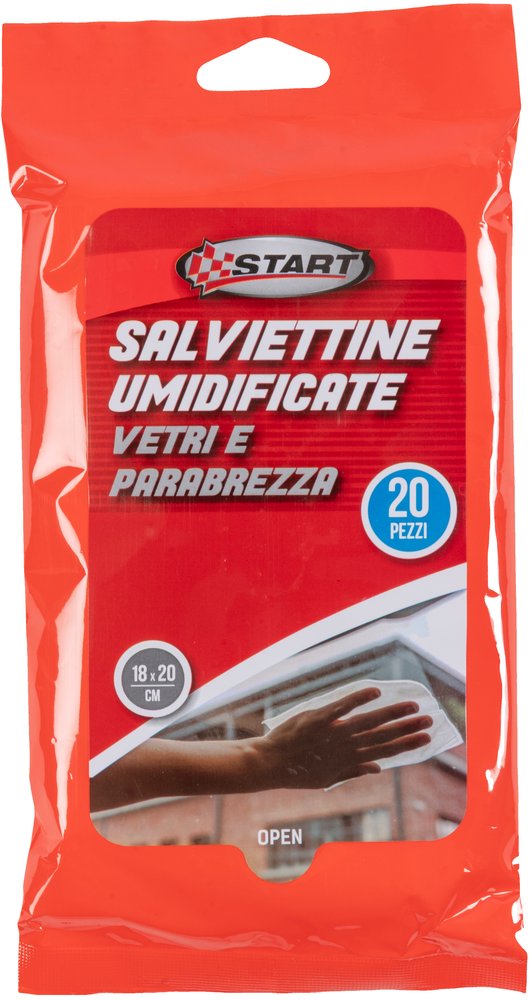 START Salviette Umidificante per vetri e parabrezza, salva freschezza 18cm x